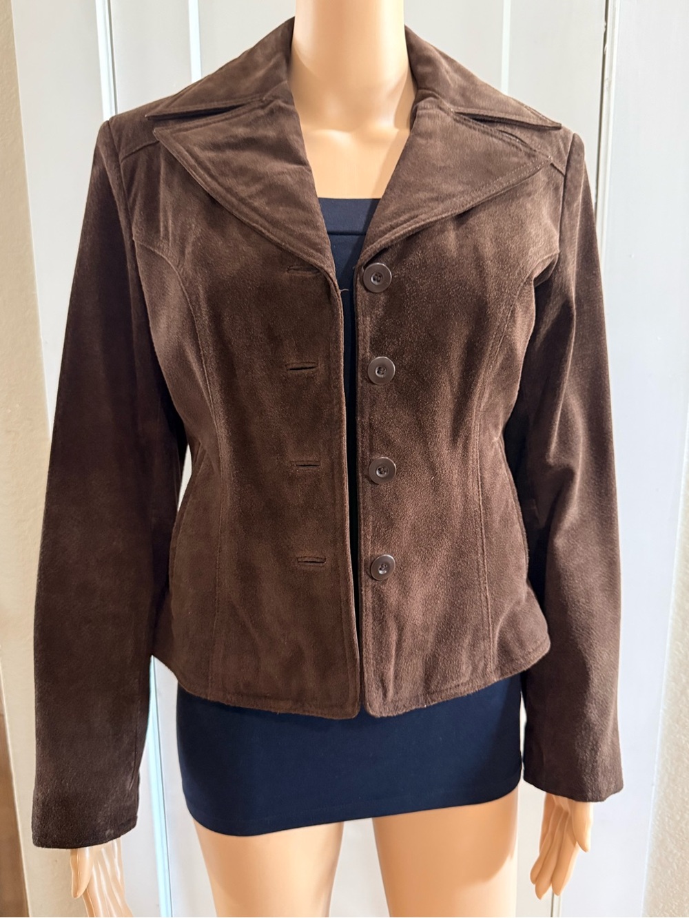 Wilson Leather Maxima Chocolate Brown Suede Lined Jacket Size S